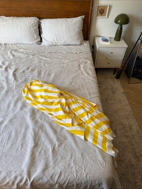 Ralph Lauren Yellow and White Striped Throw